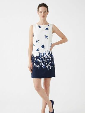 TIBI | Silk Bird Print Sleeveless Shift Dress Sz 0